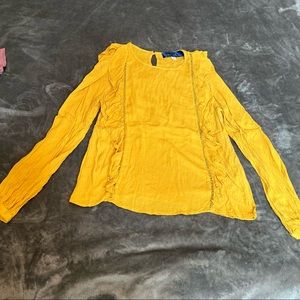 Blue rain yellow long sleeve blouse